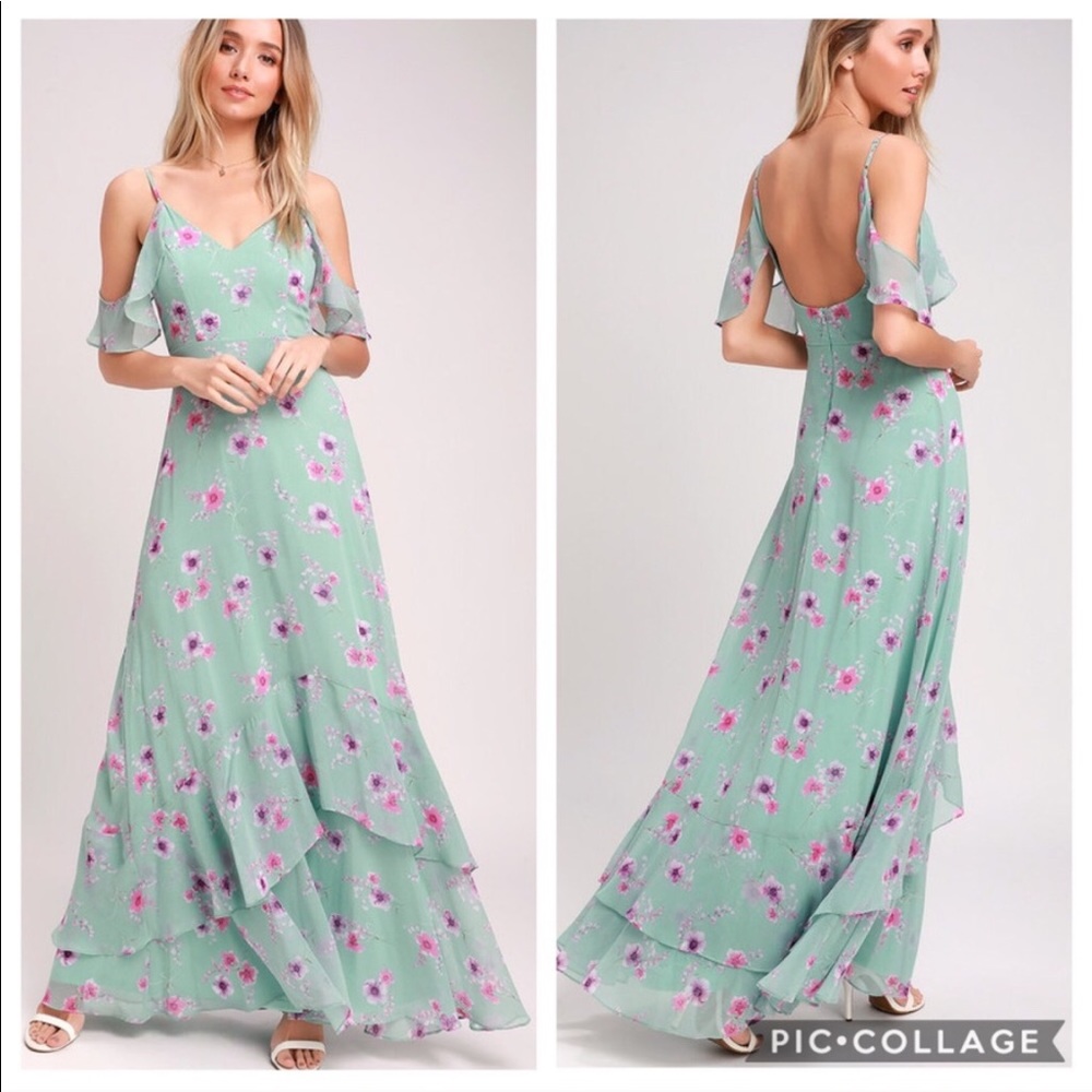 Floral maxi dress with off the shoulder straps